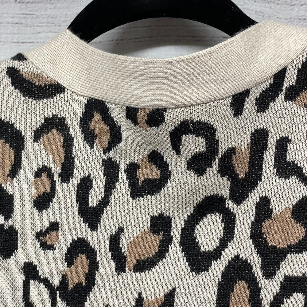Croft & Barrow Open Front Leopard Print Knit Card… - image 8